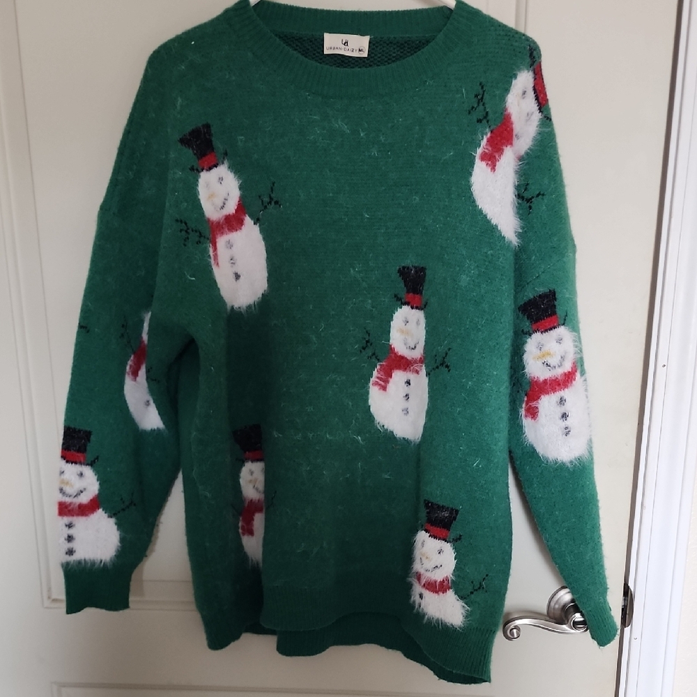 Green Snowman Sweater